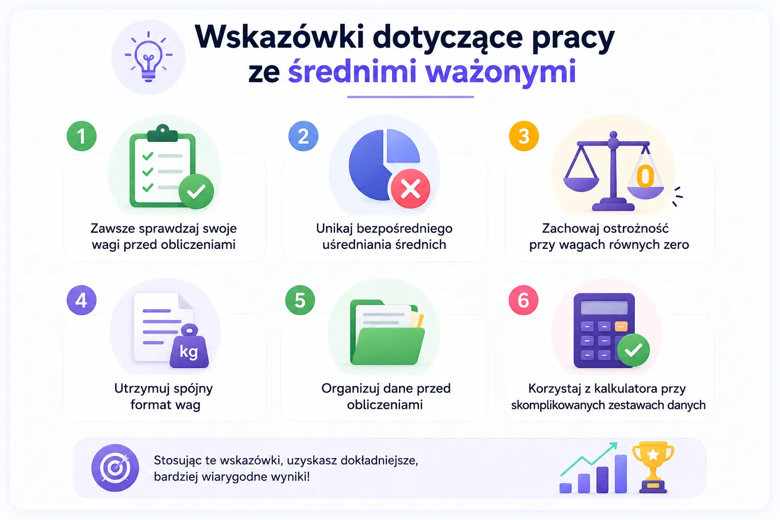 Wskazówki dotyczące pracy ze średnią ważoną – infografika